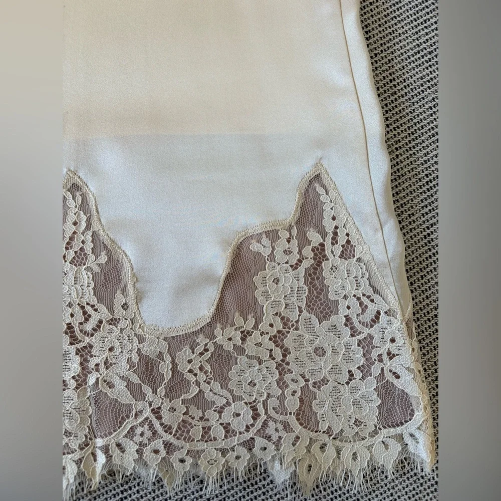 NEW Reformation Jessalyn Lace Silk Crew Neck Mini Dress Almond Ivory | size S - Picture 8 of 12